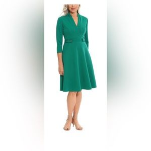 💚 NWOT London Times A-Line Green Dress Sz 6